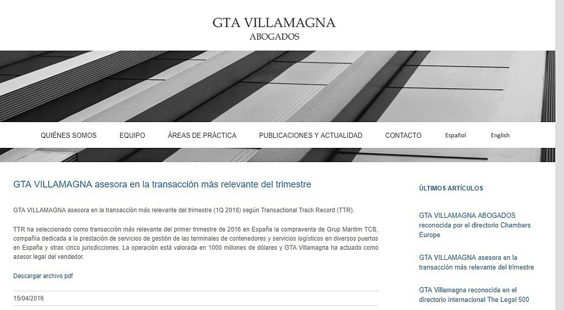 GTA VILLAMAGNA asesora en la transaccin ms relevante del trimestre